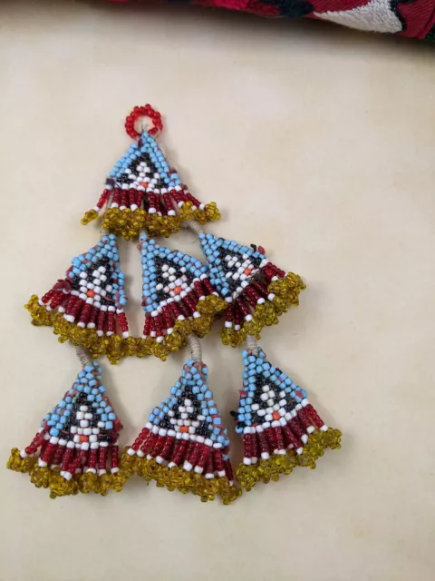 Kuchi Beaded Tassel Tribal Textile Fiber Arts Adornment 5" (#14733)