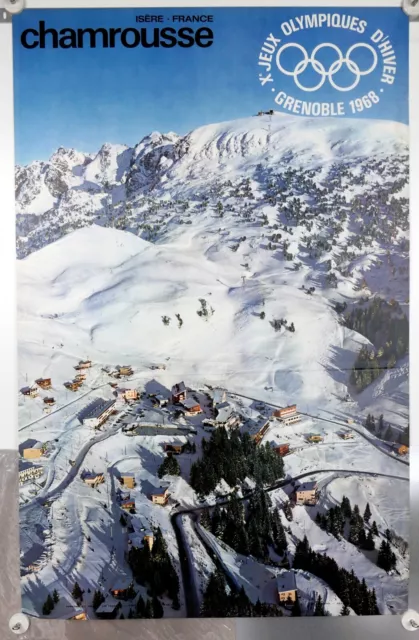 Affiche originale ski Chamrousse Jeux olympiques 1968 61,5x96 cm.