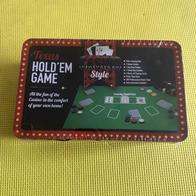 Texas Hold'em Game, Casino Style, Factory Sealed Tin Box