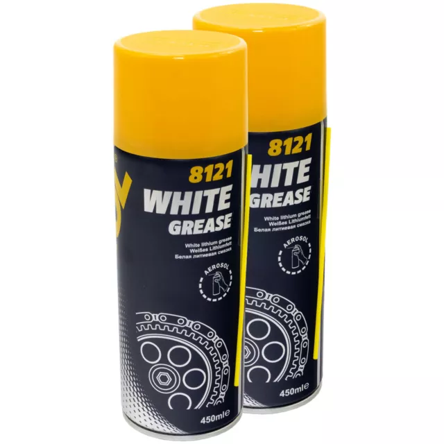 2x 450 ml Kettenspray Ketten Spray MANNOL White Grease Sprühfett Schmierfett
