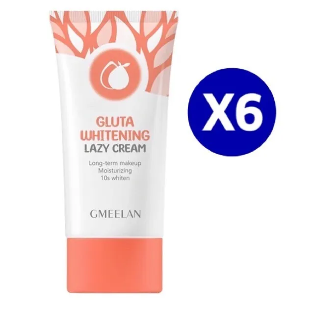6X30G GMEELAN Gluta Whitening Lazy Cream Long Make Up Bright Skin Moisturizing