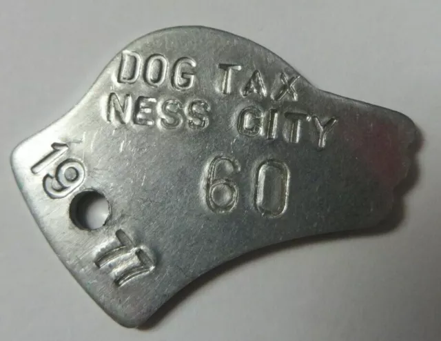 Vintage 1977 Dog Tag License Tax Receipt NESS CITY, KANSAS Exonumia Token #60