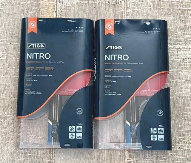 NEW (2) Stiga Nitro Premium Quality Ping Pong Paddles ~ Fast Free Shipping!