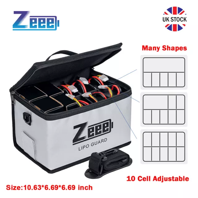 Zeee Lipo Battery Safe Bag Guard Fireproof Explosionproof 10 Cell Adjustable Bag