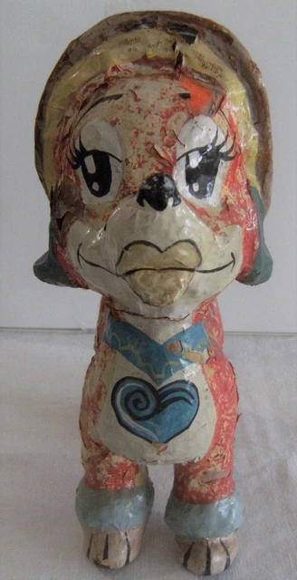 ANCIEN CHIEN CANICHE EN PELUCHE DES ANNEES 1950