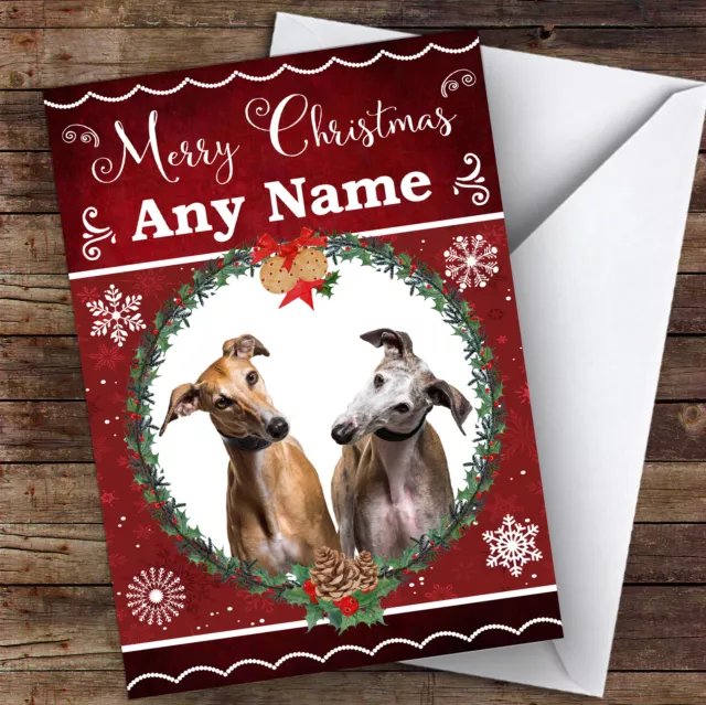 Greyhound Dog Traditional Animal Personalised Christmas Card