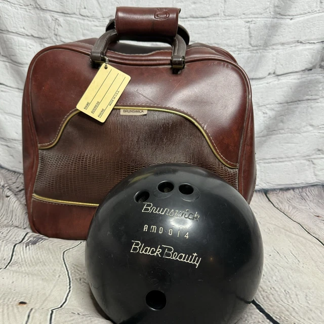 BRUNSWICK BLACK BEAUTY Bowling Ball With Leather Bag 12 Lb 18.96