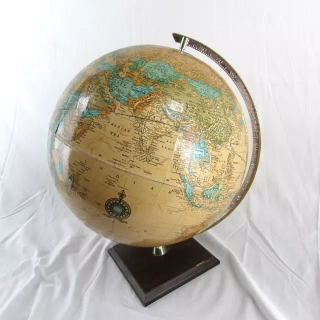 Vintage 12 Cram's Imperial World Globe On 36” Wooden Free Stand Rotating