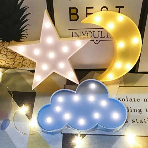 QiaoFei Decorative Night Lights for LED Crescent Moon Cloud Star Marquee Sign...
