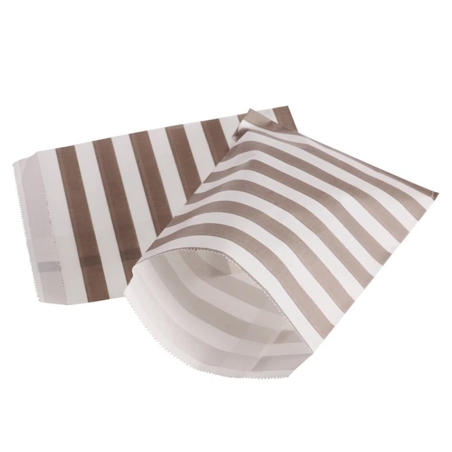 25 pz sacchetti per festa a righe trattamento cibo Kraft sacchetto di carta sacchetti (grigio)