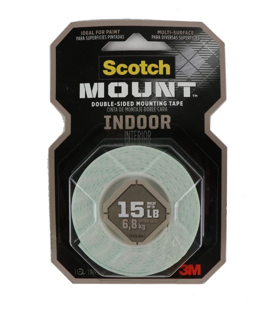 2Pack Scotch Indoor Mounting Tape 1in x 55in White Double-Sided Hold Up To 15 LB