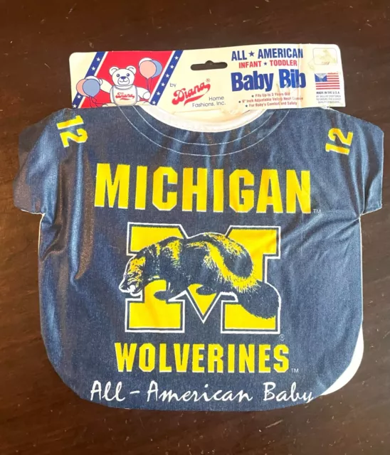 Adorable Ncaa Michigan Wolverines Football Jersey All American Baby Toddler Bib