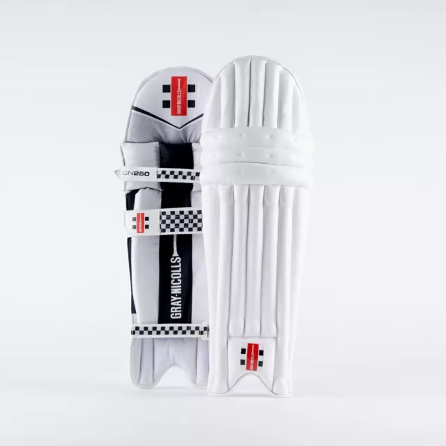 2024 Gray Nicolls GN250 White Black Batting Pads - Free P&P