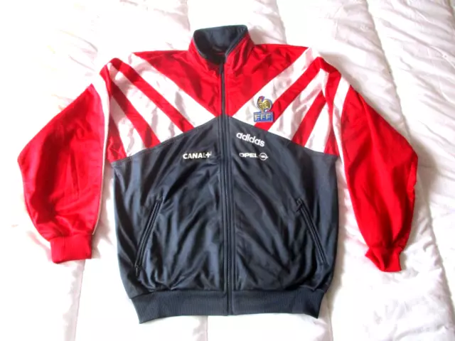 EQUIPE DE FRANCE 1996 ADIDAS VESTE Porté JACKET WORN SURVETEMENT no maillot