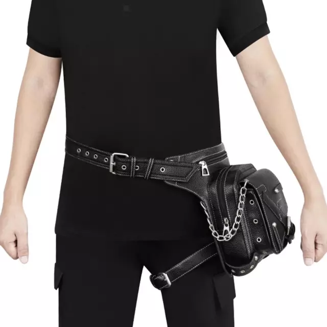 Men' Genuine Leather Motorcycle Drop Leg Bag Rider Thigh Pouch Waist Hip  Pack | eBay