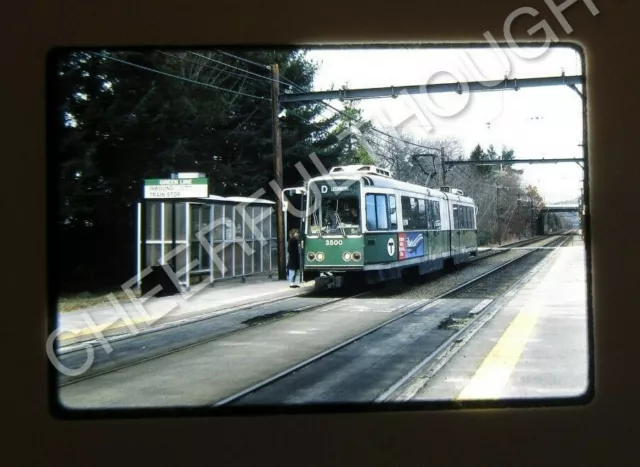 Original '86 Kodachrome Slide MBTA Boston Transit 3500 Trolley D Line    23J22
