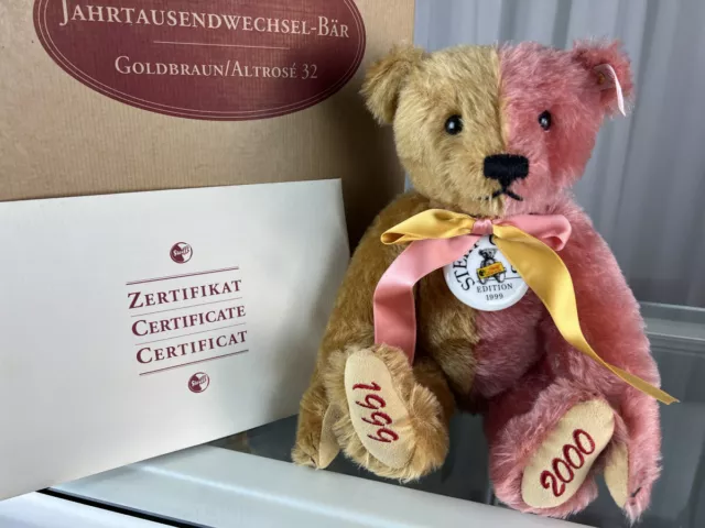 Steiff Tier 420184 Jahrtausendwechselbär Teddy 32 cm. Top Zustand