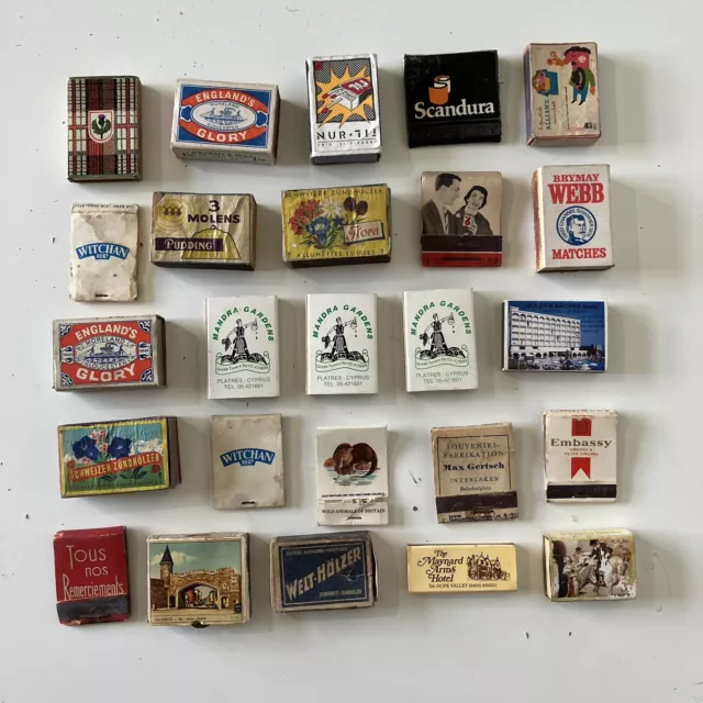 Joblot Of 25 Vintage Antique Match Boxes Collectible Empty Wood Card Various