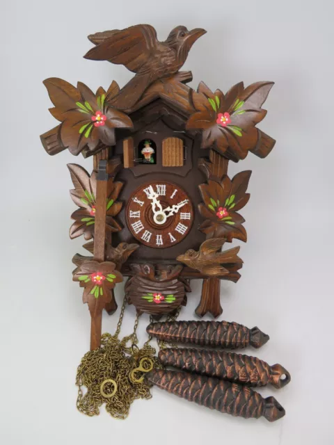 Reuge Swiss-made 1 Day Musical Moving Birds Cuckoo Clock Edelweiss #6307 TESTED