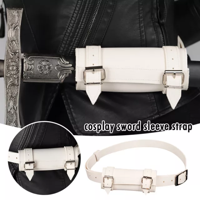 Medieval Sword Frog Holster with Belt White Warrior Rapier Scabbard Holder Belt