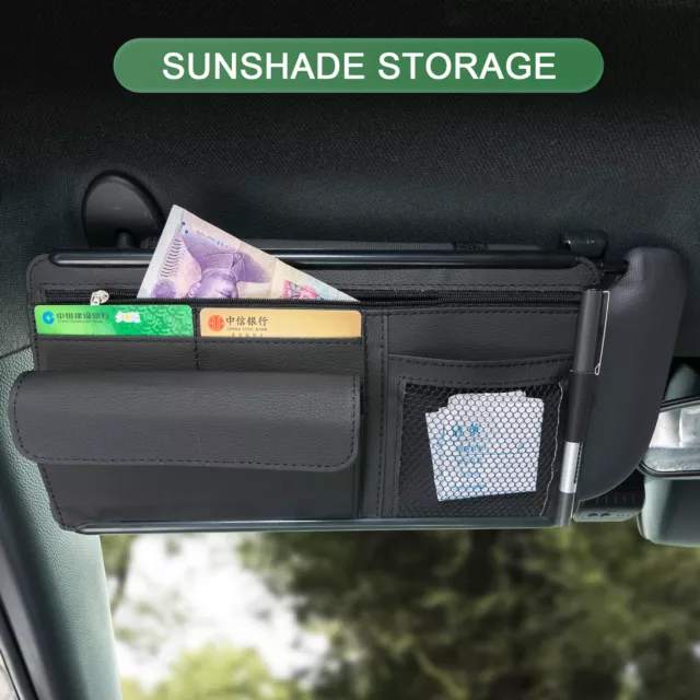 CAR SUN VISOR Organizer Pouch Bag Muti Pocket Card Storage Holder PU Leather  £9.39 - PicClick UK