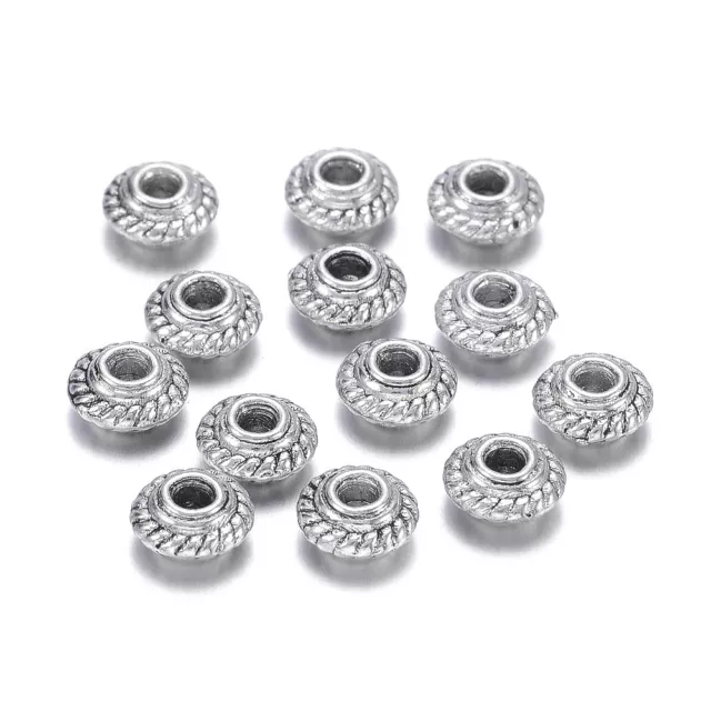 100x Tibetan Alloy Bicone Metal Beads Carved Loose Spacer Silver Nickel Free 5mm
