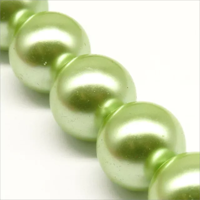 Lot de 10 Perles Nacrées en Verre 14mm  Vert pastel