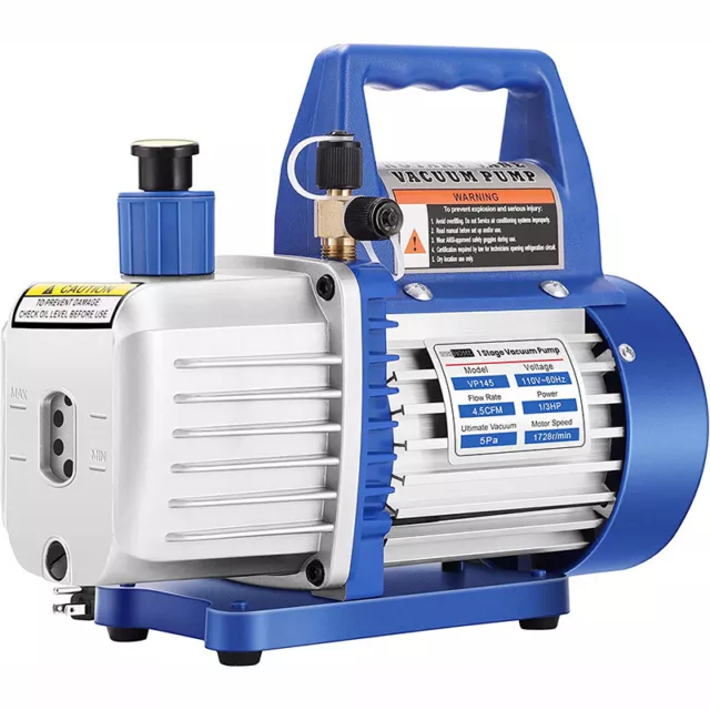 110V 1/3 HP 4.5 CFM Single Stage Rotary Vane Air Vacuum Pump with Oil Bottle