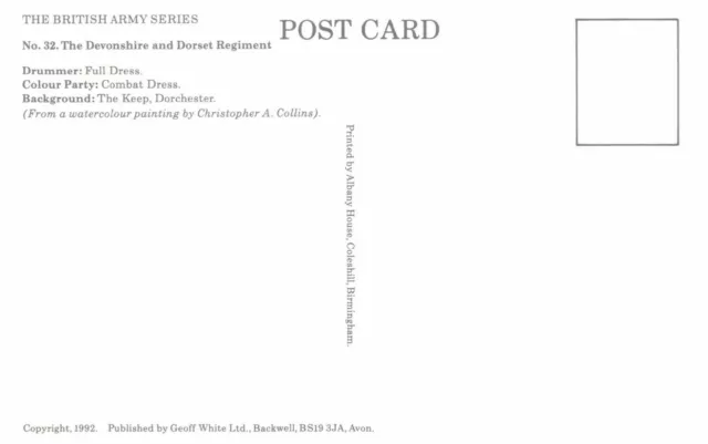 Postcard British Army Series No.32 The Devonshire & Dorset Regiment Geoff White 2