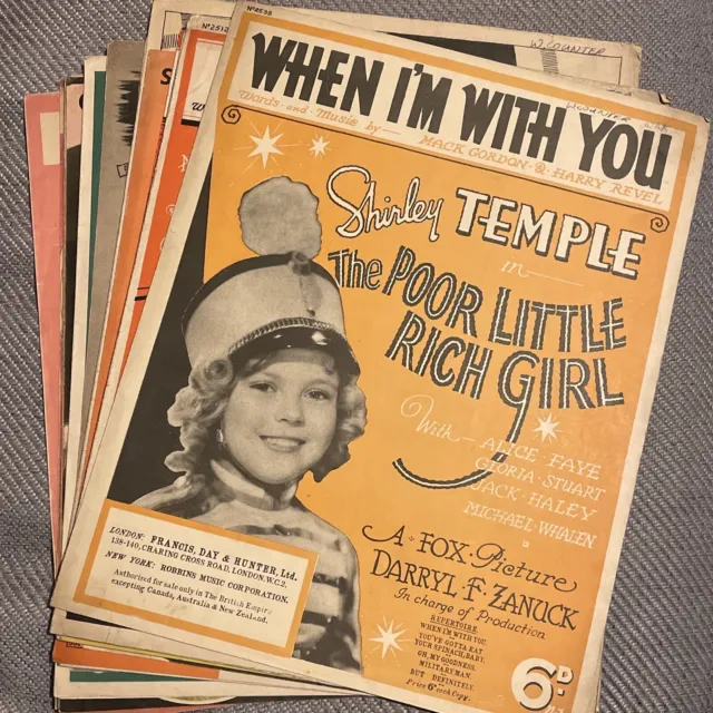 Sheet Music x 25 Vintage Pieces Shirley Temple Bing Crosby Marx Bros Vera Lynn