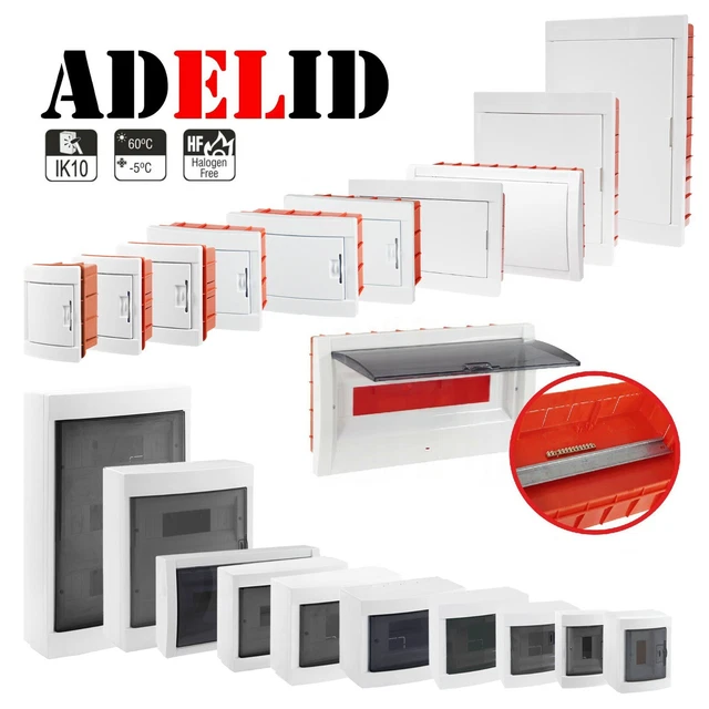 Delux Boîte De Distribution Encastrable Moderne 12 Modules Noir - Design Innovant Avec Couvercle Verre Pour Montage Mural IP40