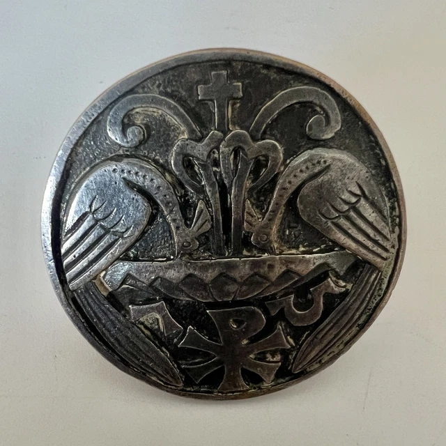 Broche Métal doré signé 3S Vintage Plume 7cm
