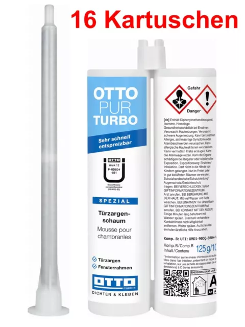 Mousse à 2 Composants Ottopur Turbo 16 x 210 ML Porte Rapid-Schaum de