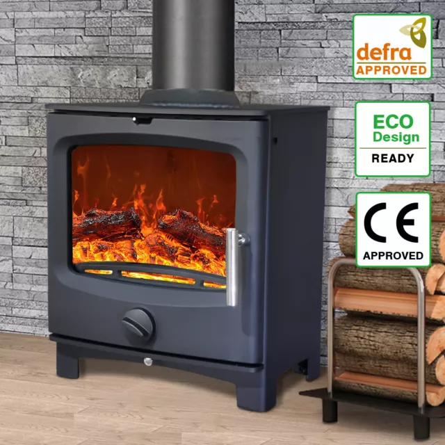 5KW Defra Approved Steel Multifuel Wood Log Burner WoodBurning Stove Fireplace