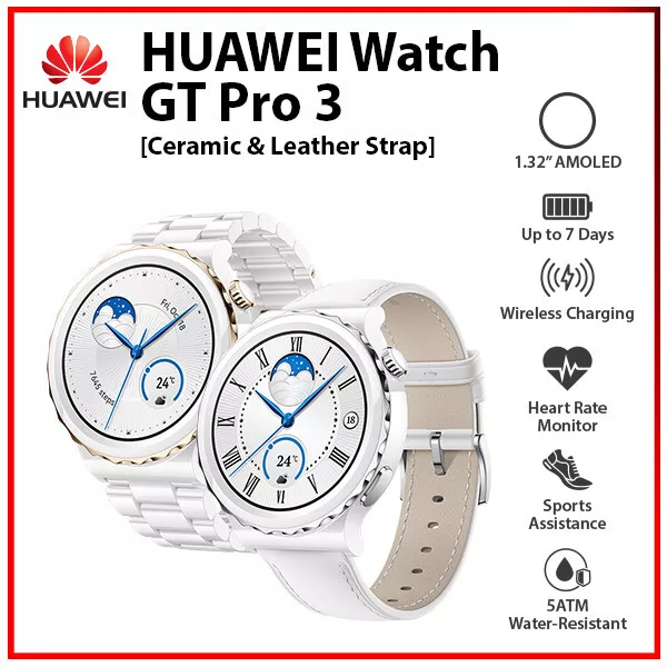 New Huawei Watch GT 3 Pro 43mm 1.32" AMOLED Bluetooth GPS Android iOS Smartwatch