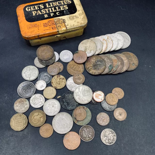COINS Collectable Tin of OLD UNSORTED British & World JOB LOT