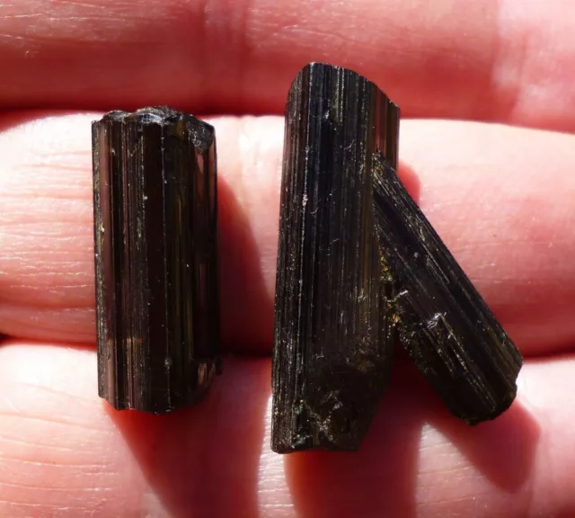 Tourmalines noires brutes et naturelles, lot de 2 = 10 g. minéraux Pakistan