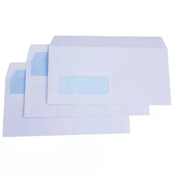RVFM DL Bianco Auto Sigillare Portafoglio Busta Con Finestra - Scatola Di 1000