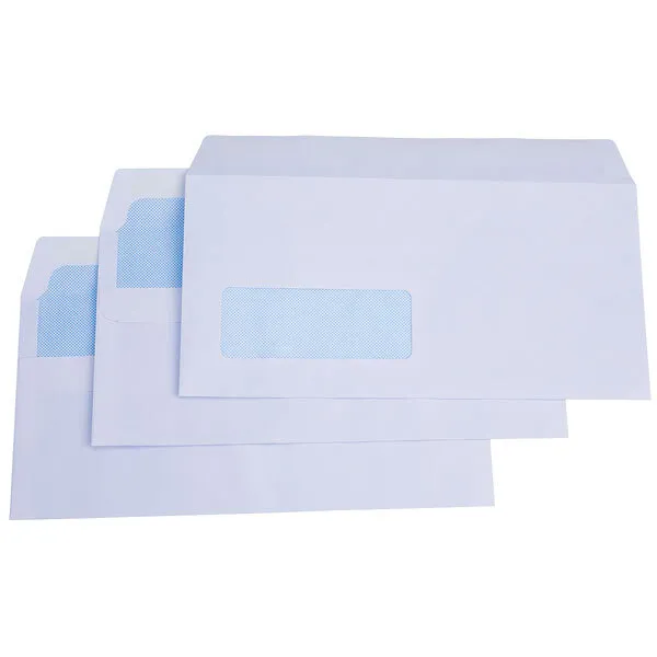 RVFM DL Blanc Auto Joint Portefeuille Envelope avec Fenêtre - Boîte De 1000