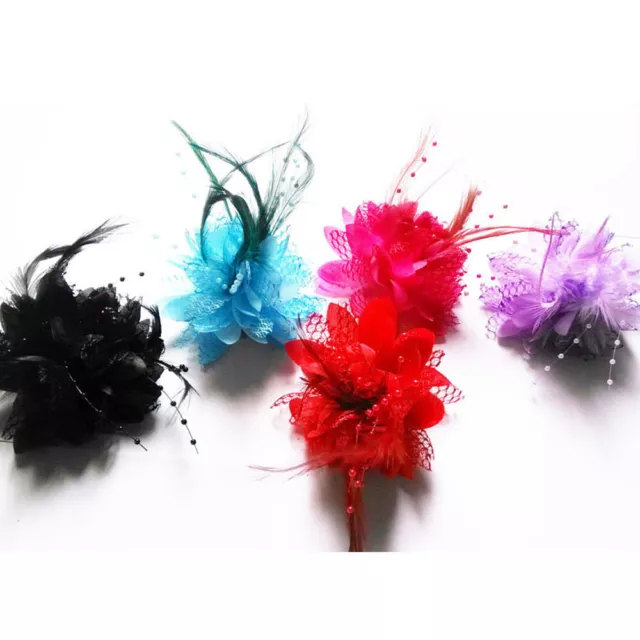 Flower Feather Fascinator Bead Beak Hair Clip Brooch Ladies Day Ascot Races UK