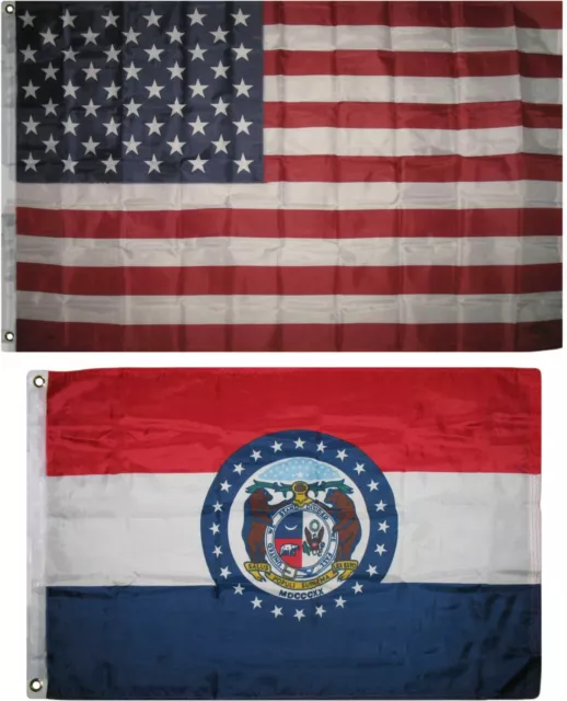 Wholesale Combo Lot 3x5 USA Flag & State of Missouri 2x3 2 Flags Banner