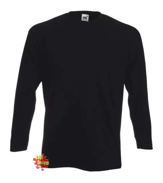 Fruit Of The Loom Super Premium 205g Heavy Cotton Black Long Sleeve T Shirt