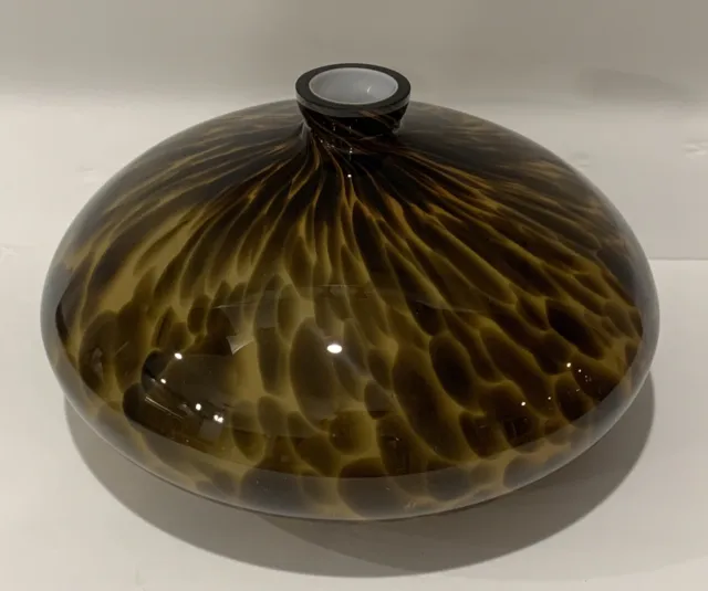 Vintage Mikasa Leopard Cased Art Glass Vase Sia Decor Poland Heavy Large 2
