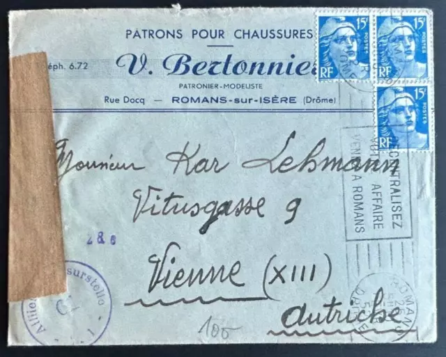 Frankreich 1952 schöner AuslandsBrief nach Wien mit Zensur