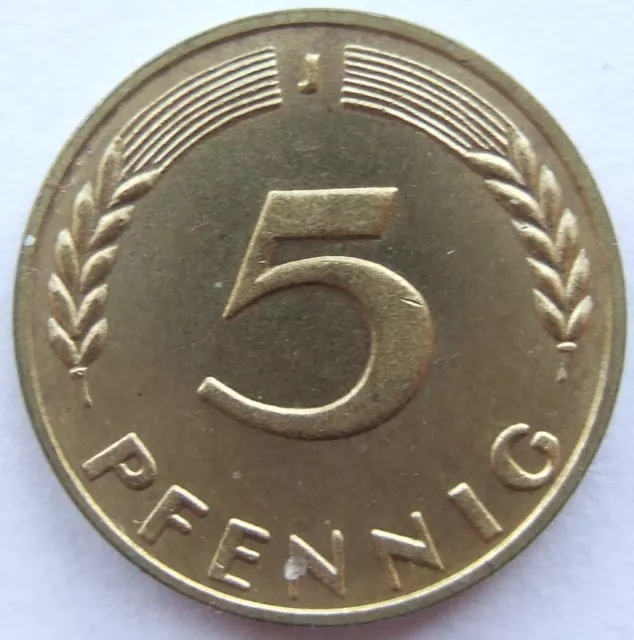 Coin Federal Republic Germany 5 Pfennig 1967 J IN Uncirculated