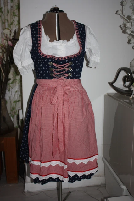 Bellissimo grembiule Country Line Dirndl blu/rosa bottoni taglia 46 (DE42/44)