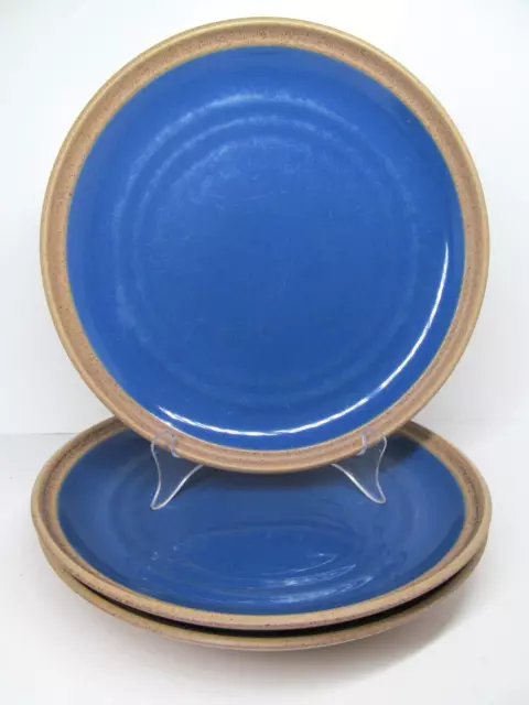 Noritake Madera Blue  Stoneware Set Of 3 Tan And Blue 10 1/4" Dinner Plates