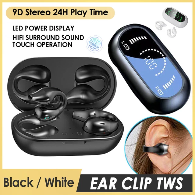 Ohrclip Bluetooth 5.3 Kopfhörer TWS Ohrhörer Headset Touch Control mit Ladebox