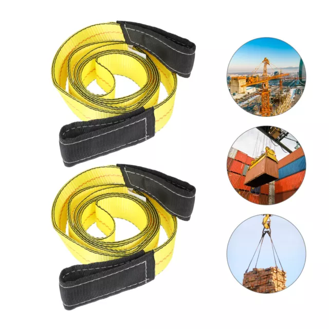 2 Pcs Double Buckle Sling Industrial Flat Eye-eye Rope Widen