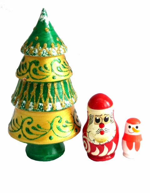 MATRIOCHKA PEINTE A LA MAIN - PERE DE NOEL - DECORATION DE NOEL PAR Souslov